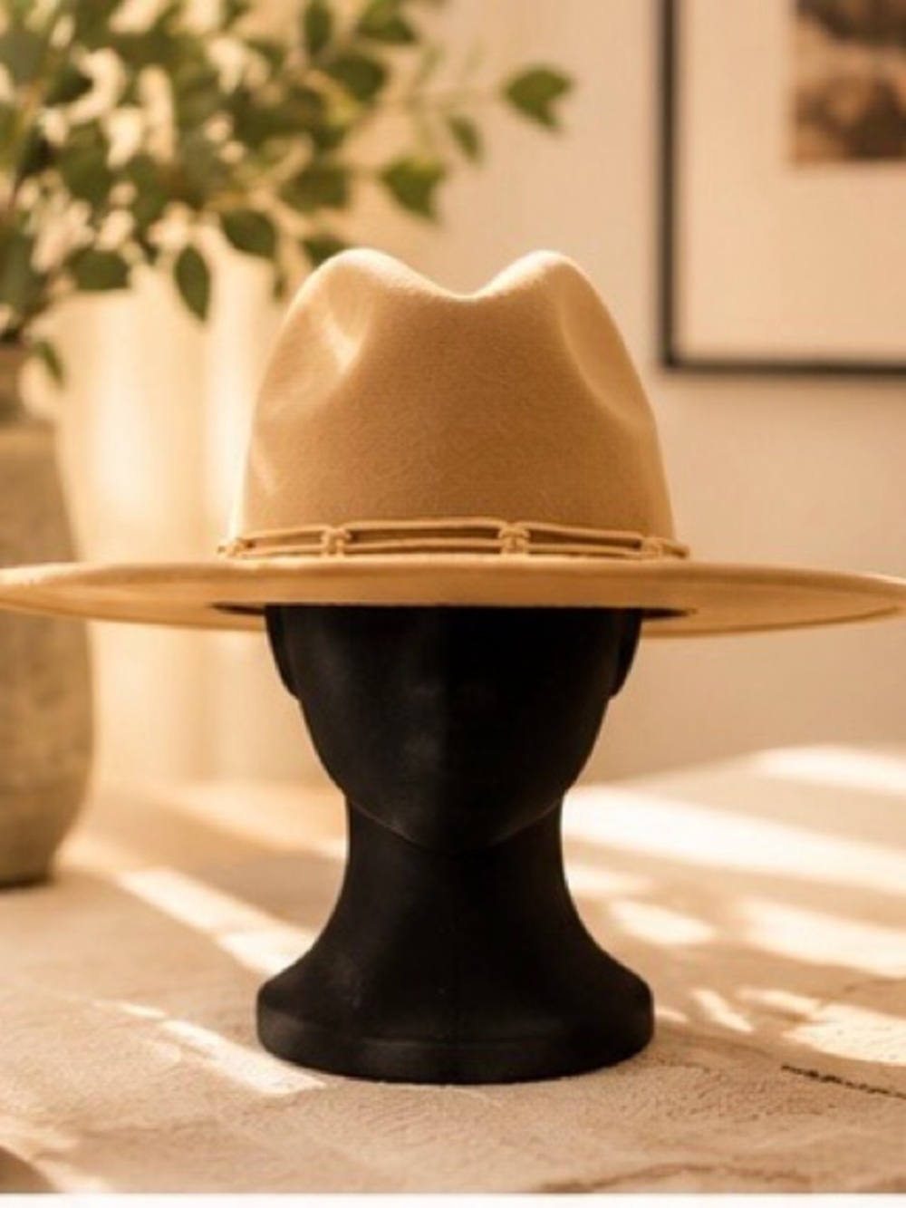 Wide-Brim Wool Fedora Hat - Camel